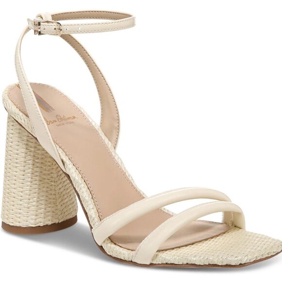 NIB Sam Edelman Womens Kia Block Heel Sandals Porcelain Sz 9M Ankle Strap Buckle - Picture 1 of 16